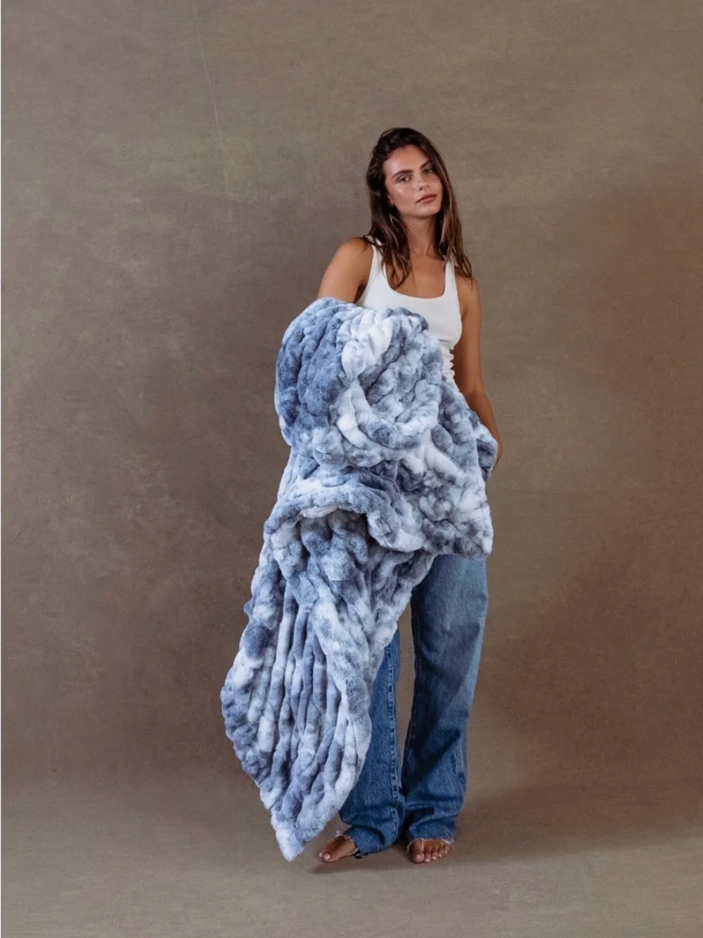 Malibu Blue Plush Lola Blanket